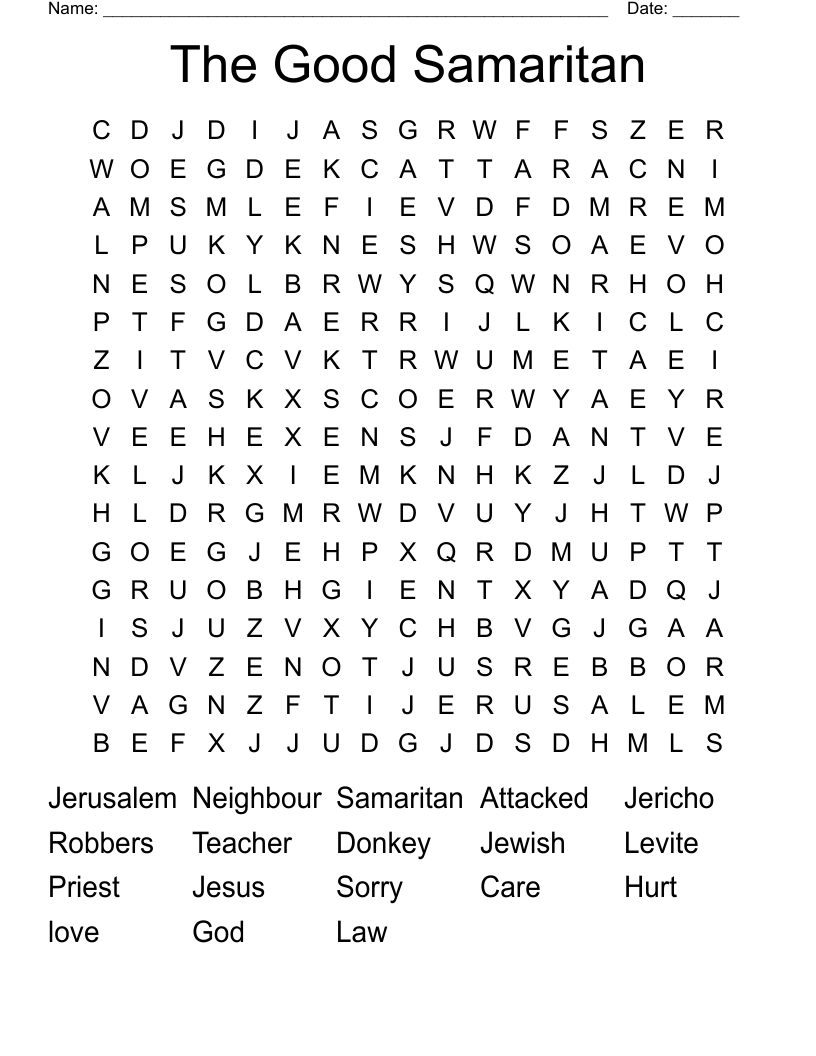The Good Samaritan  Word Search