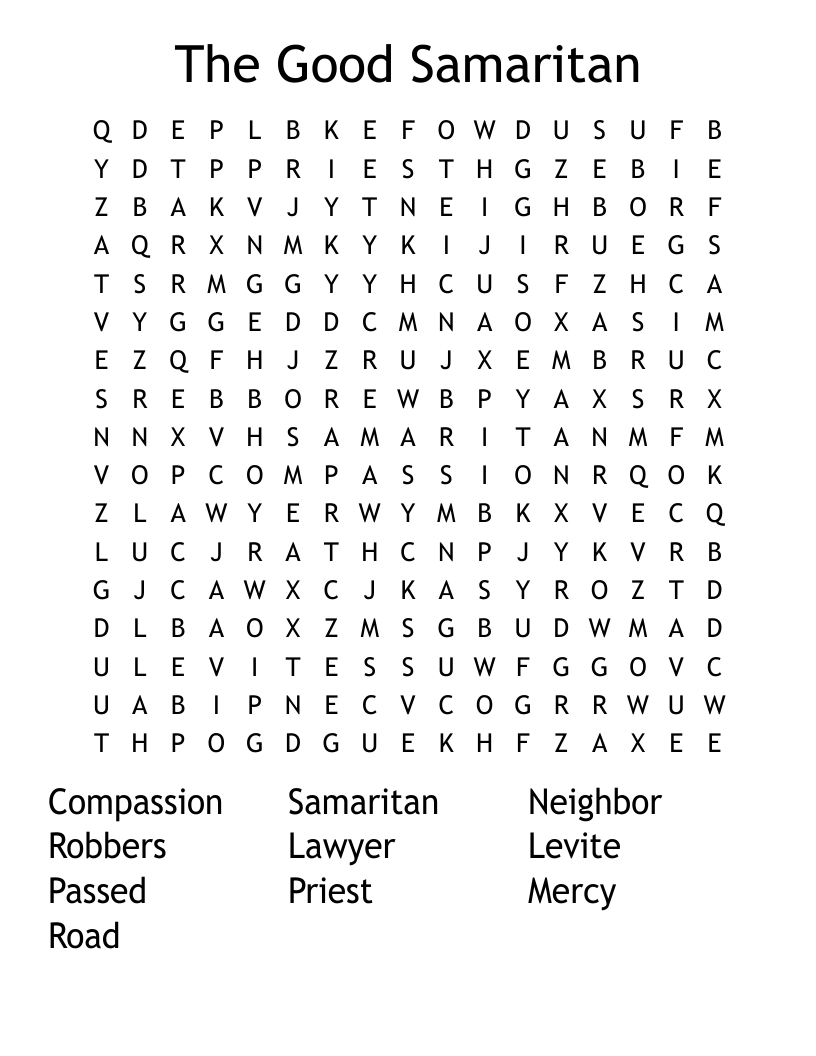 The Good Samaritan  Word Search