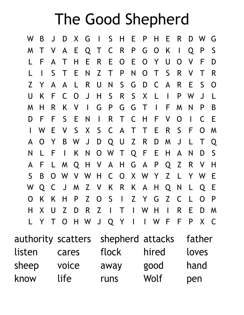 The Good Shepherd Word Search