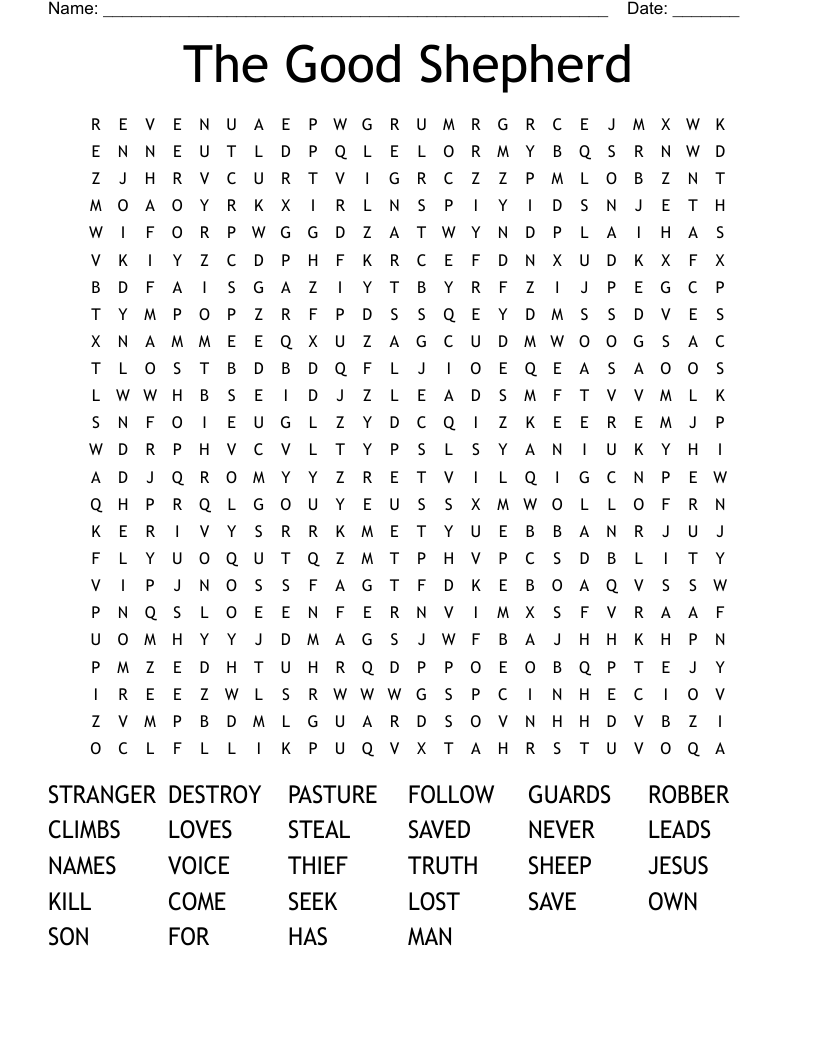 The Good Shepherd Word Search