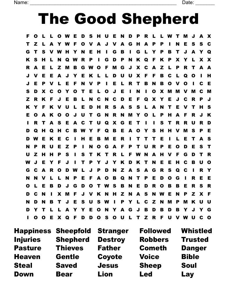 The Good Shepherd Word Search