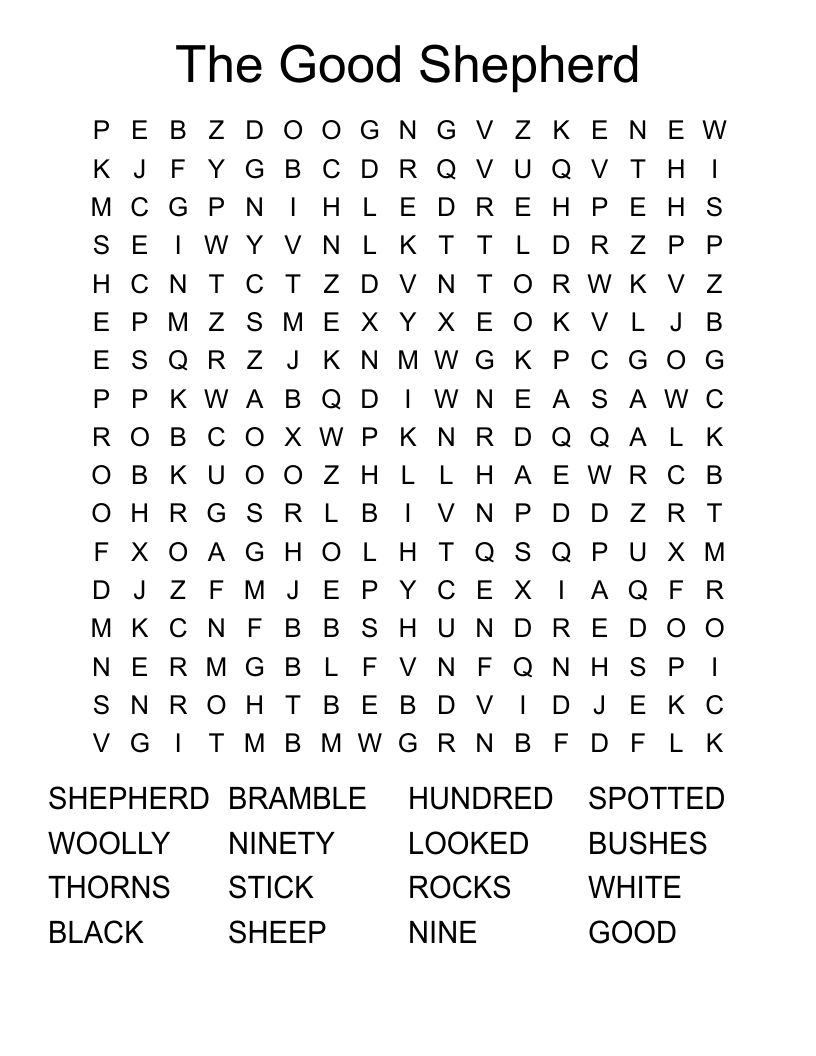 The Good Shepherd Word Search