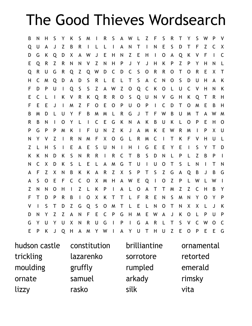 The Good Thieves Wordsearch