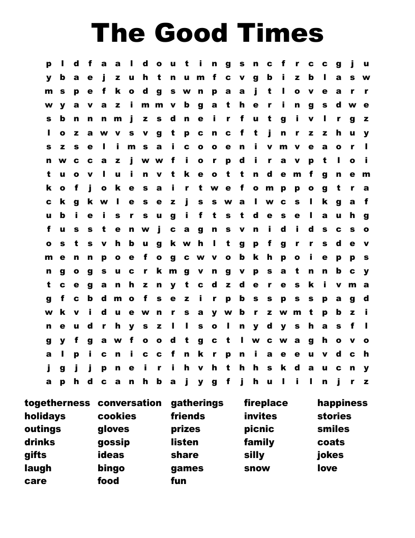The Good Times Word Search