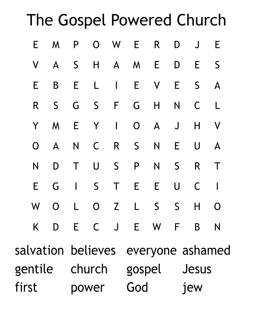 The Gospel Powered Church Word Search