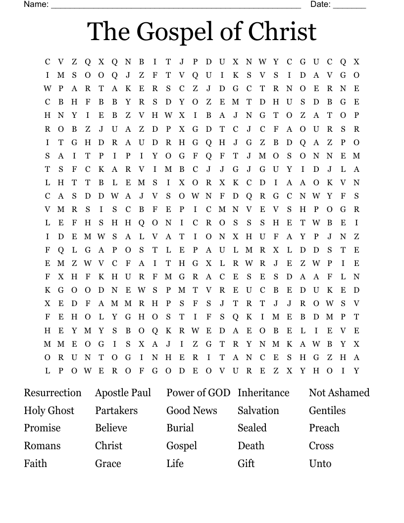 The Gospel of Christ Word Search