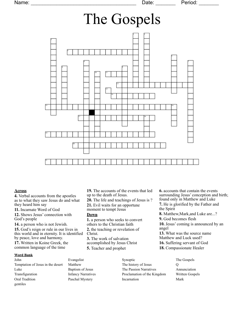 The Gospels  Crossword