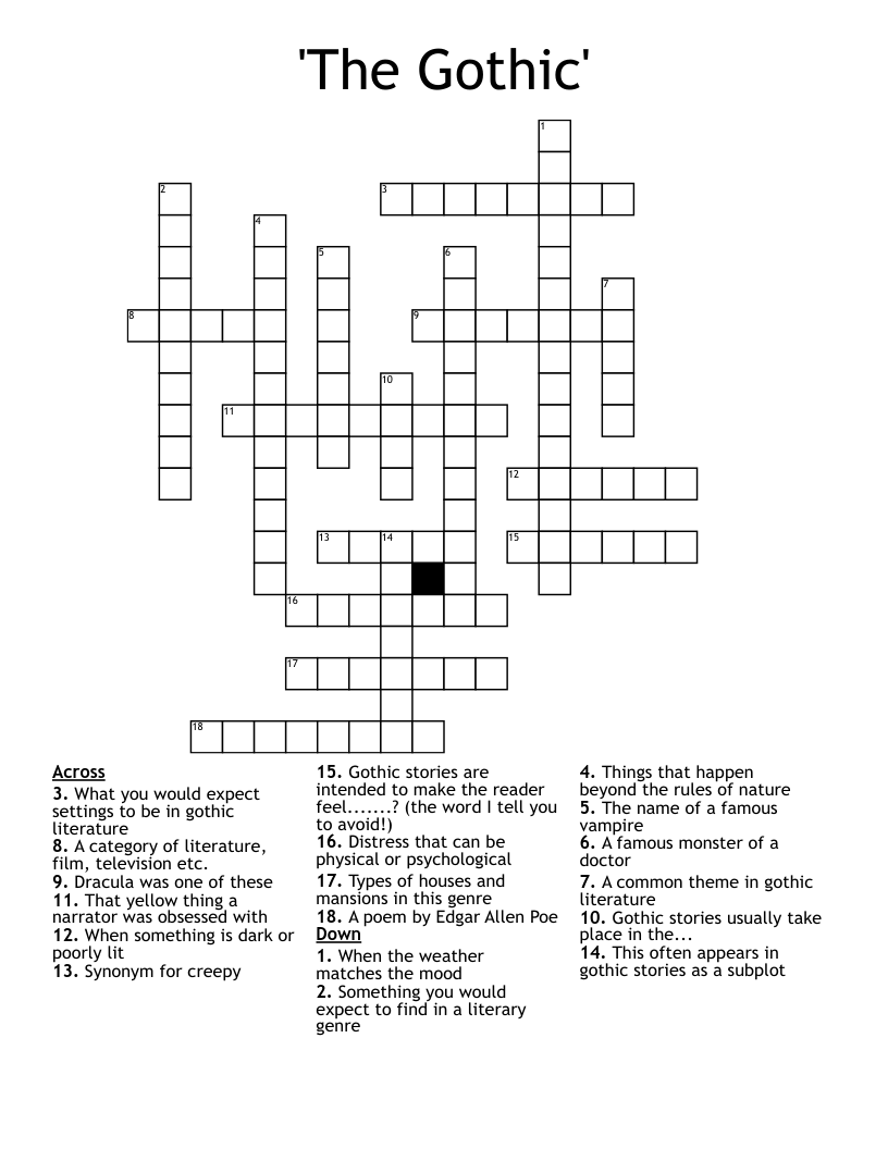 'The Gothic' Crossword