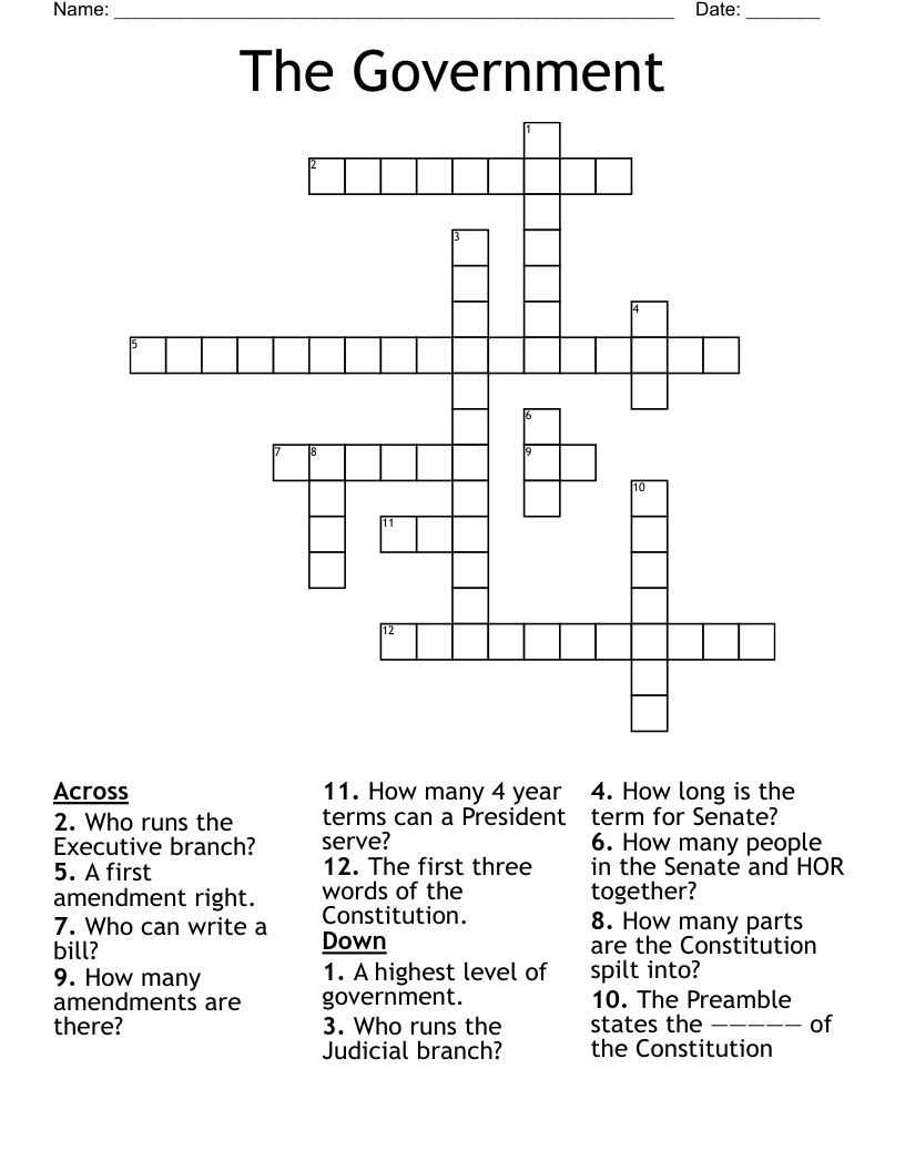 The Government  Crossword