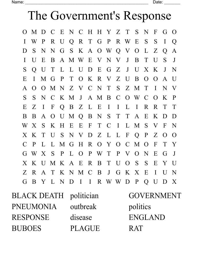 The Government's Response Word Search