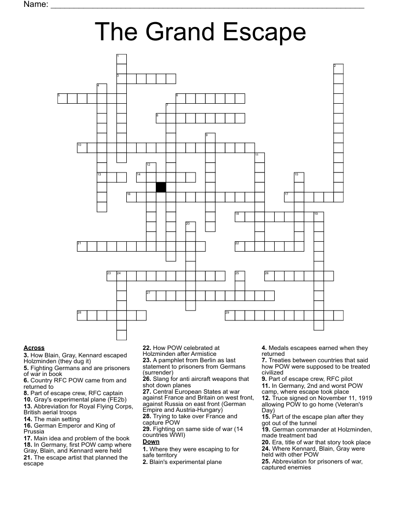 The Grand Escape Crossword