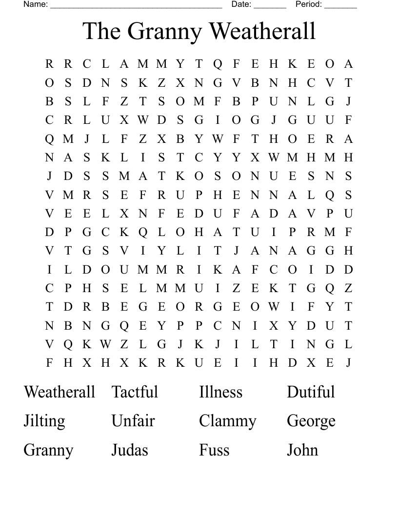 The Granny Weatherall Word Search