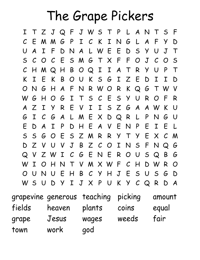 The Grape Pickers Word Search