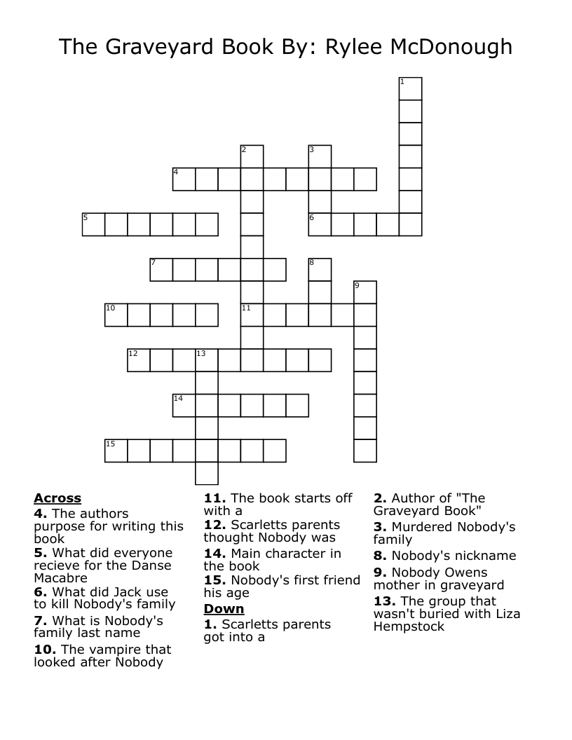 The Graveyard Book By: Rylee McDonough Crossword