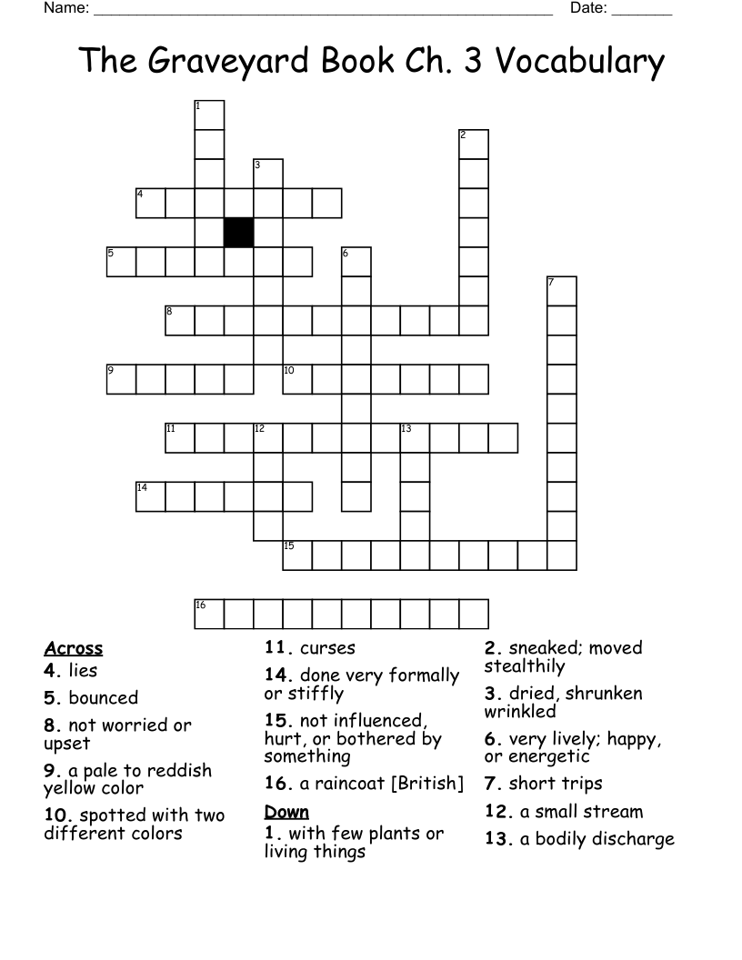 The Graveyard Book Ch. 3 Vocabulary Crossword