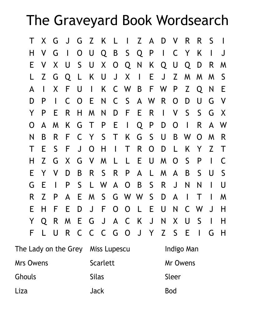 The Graveyard Book Wordsearch