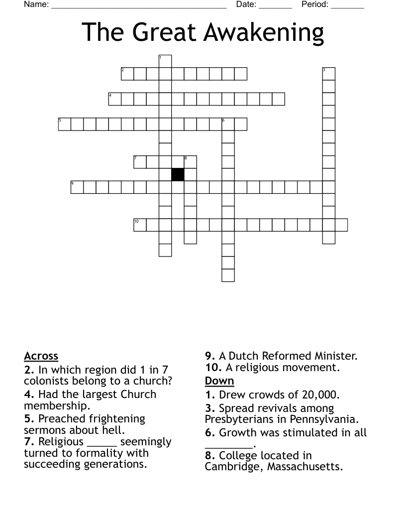 The Great Awakening  Crossword