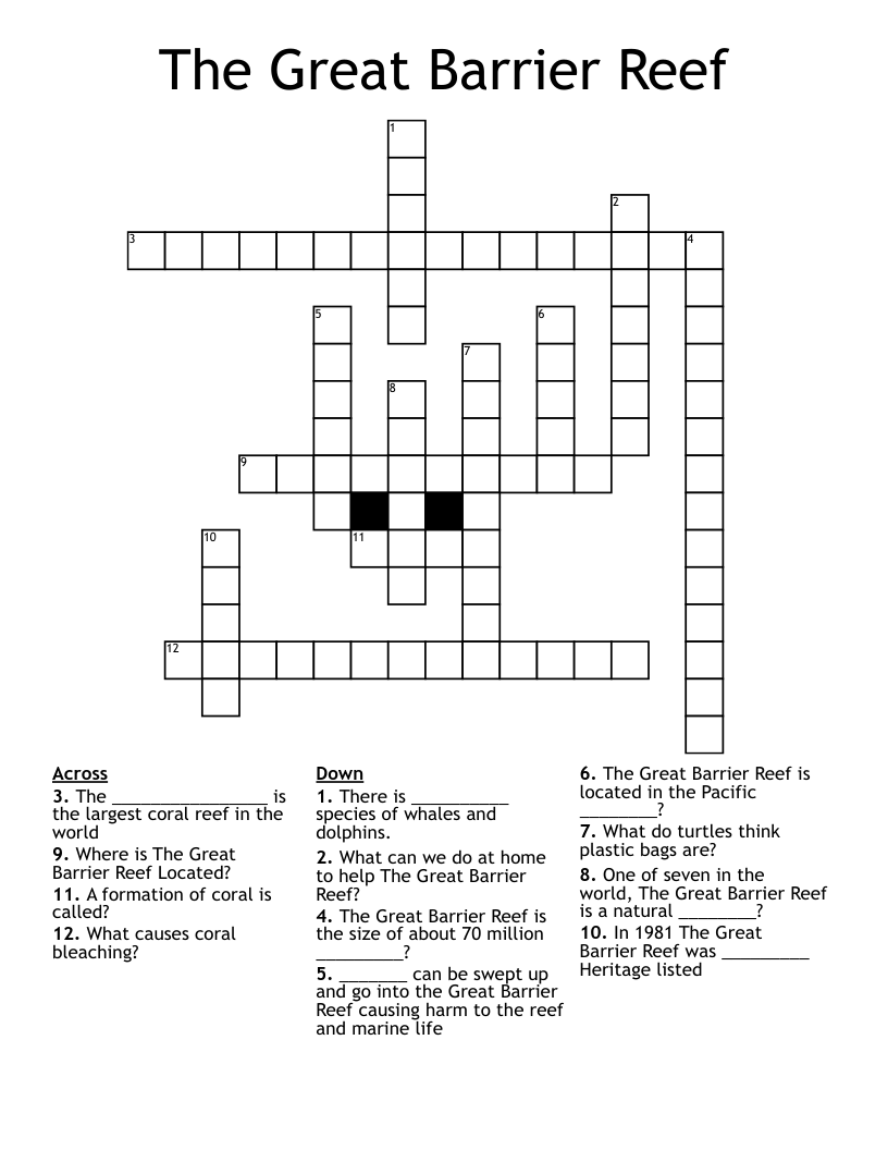 The Great Barrier Reef Crossword