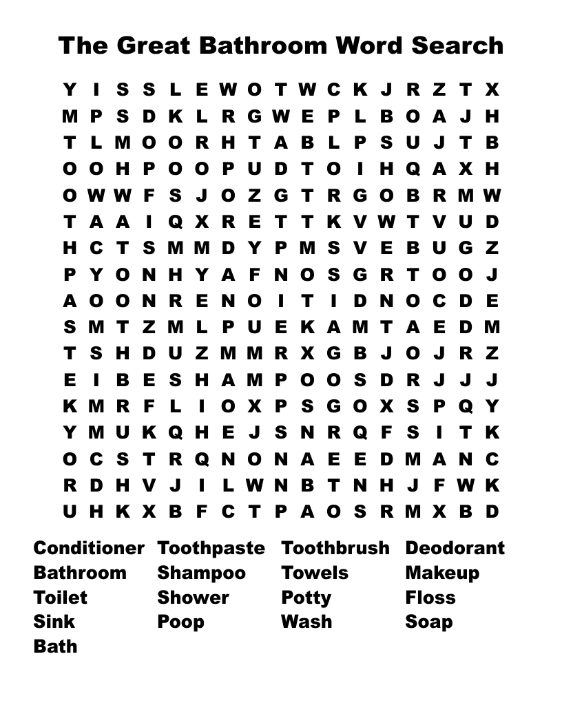 The Great Bathroom Word Search