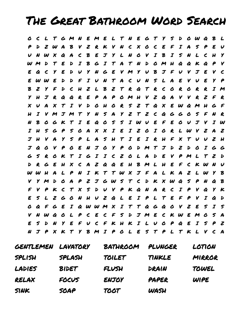 The Great Bathroom Word Search