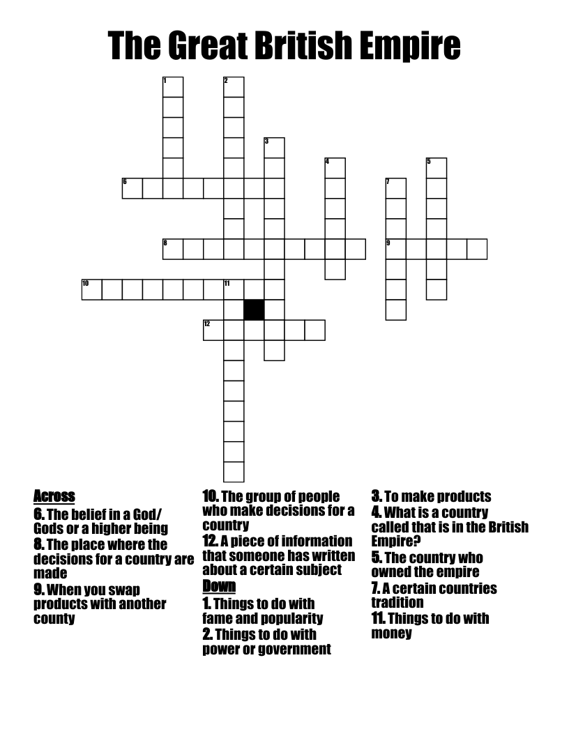 The Great British Empire Crossword
