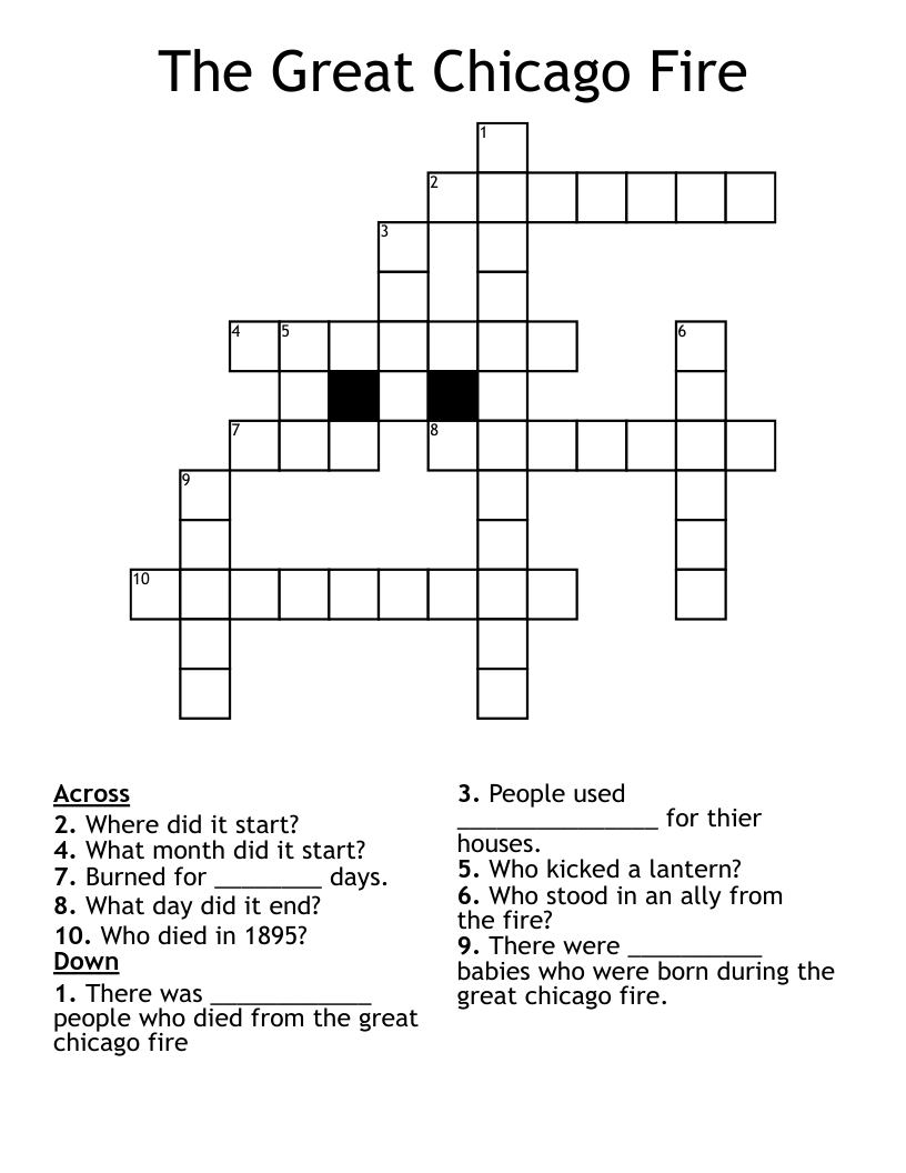 The Great Chicago Fire Crossword