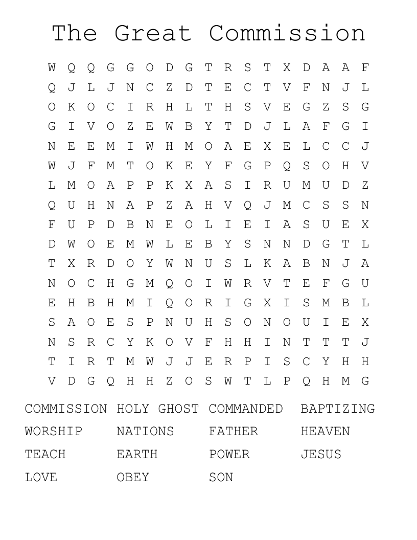 The Great Commission Word Search