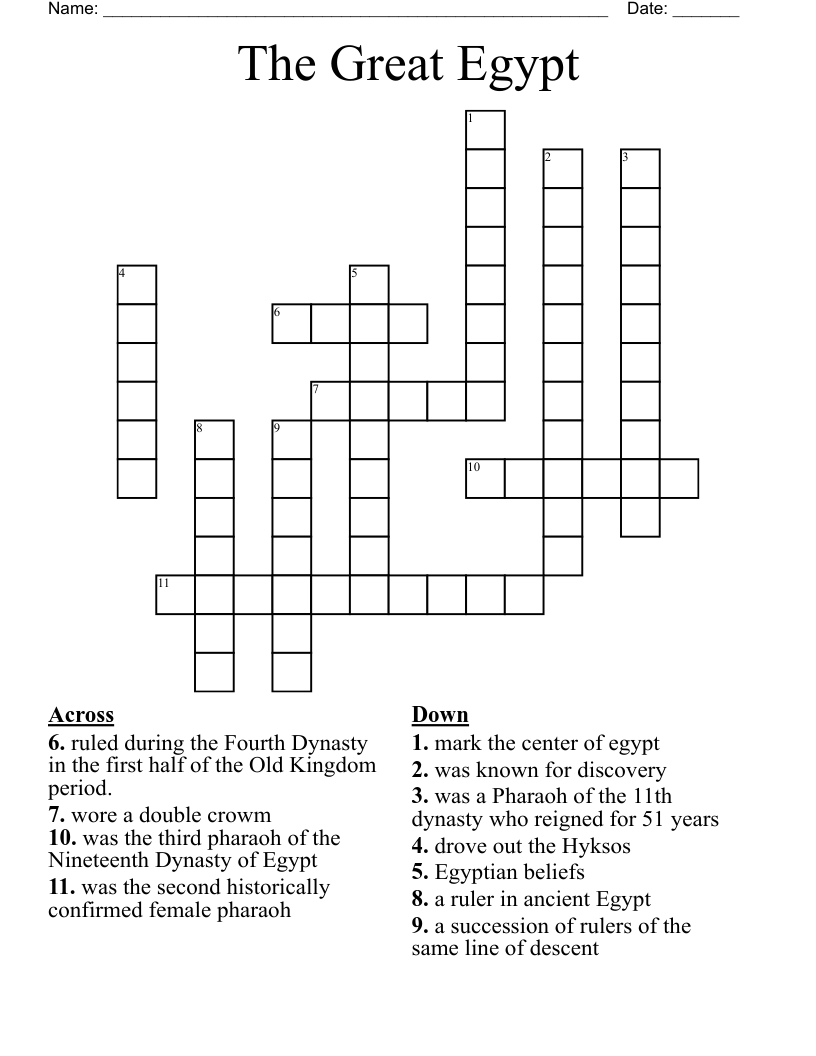 The Great Egypt  Crossword