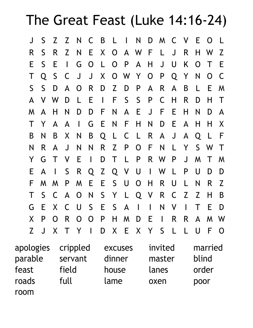 The Great Feast (Luke 14:16-24) Word Search