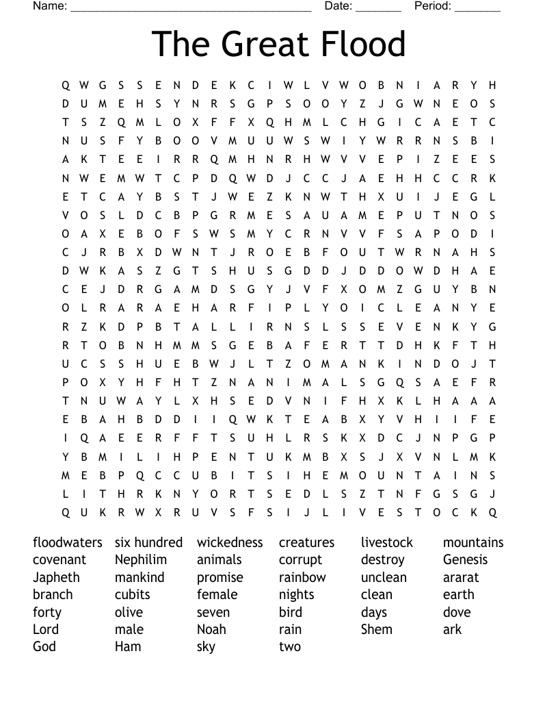 The Great Flood  Word Search