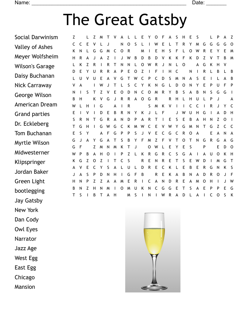 The Great Gatsby Word Search