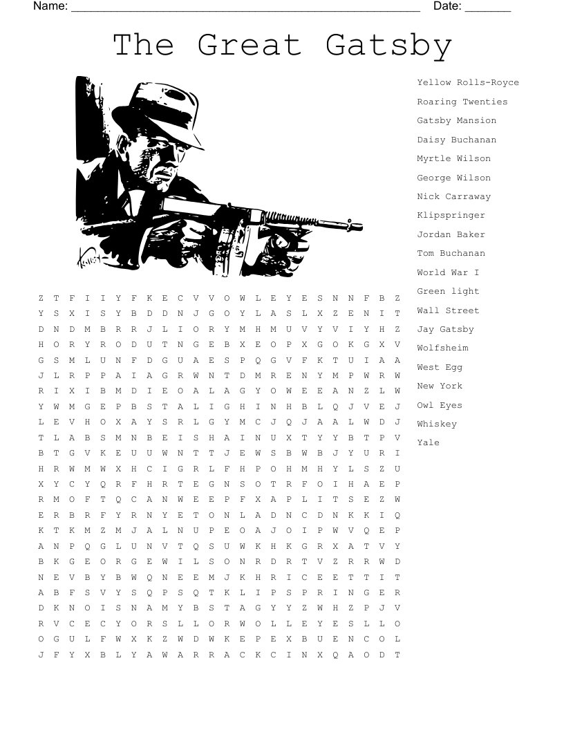 The Great Gatsby Word Search