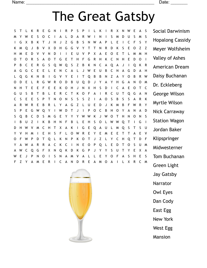 The Great Gatsby Word Search