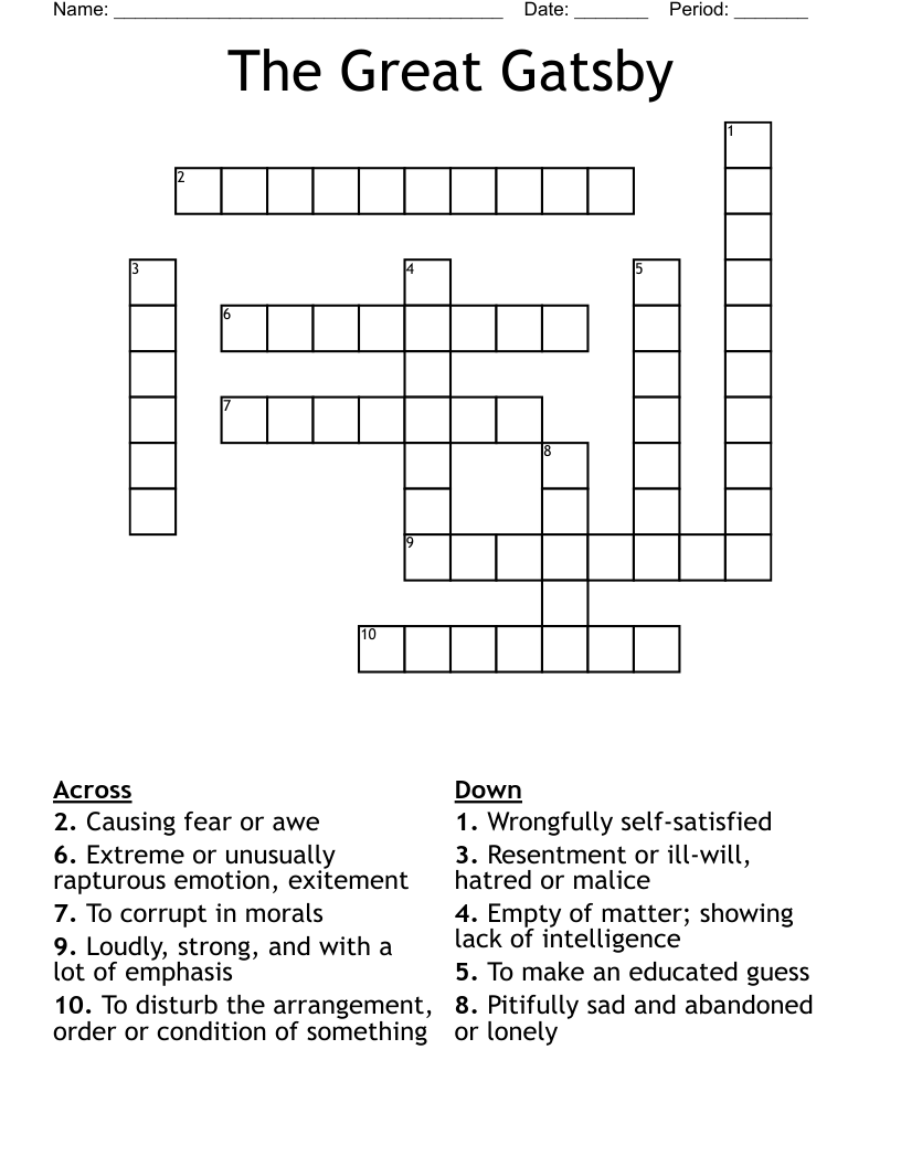 The Great Gatsby Crossword