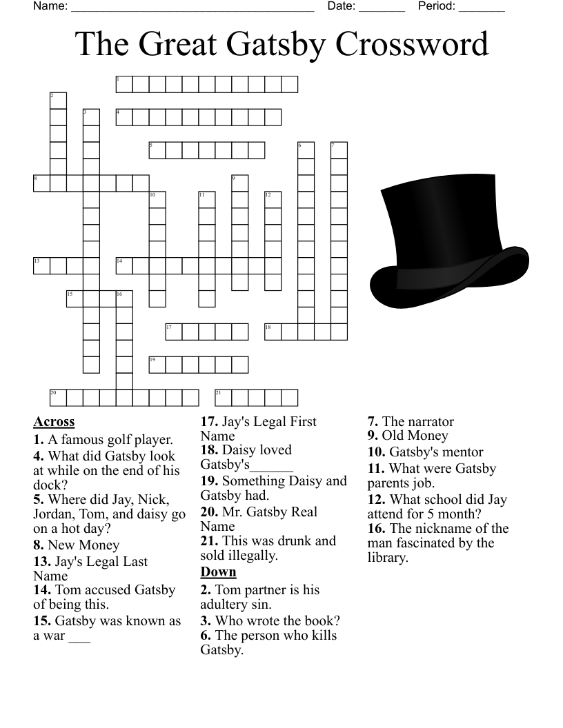 The Great Gatsby Crossword