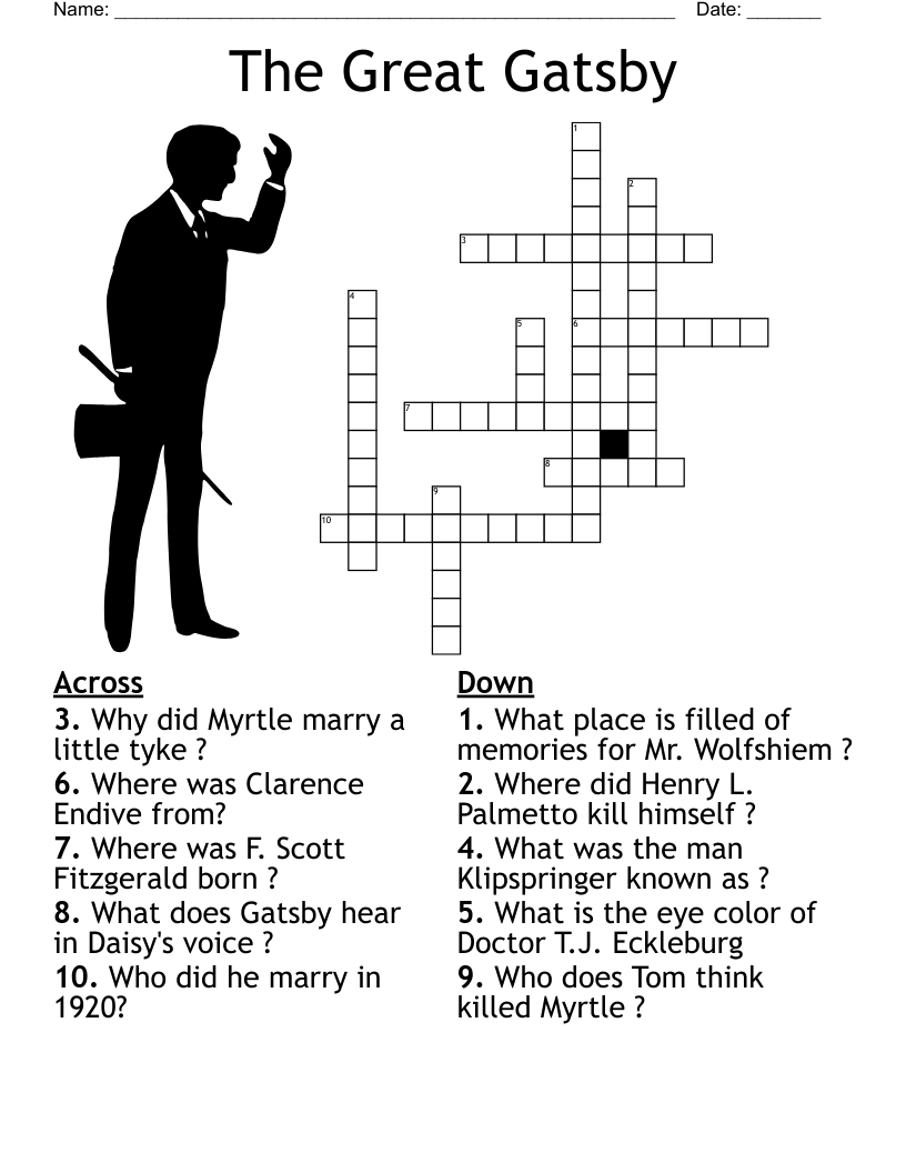 The Great Gatsby  Crossword
