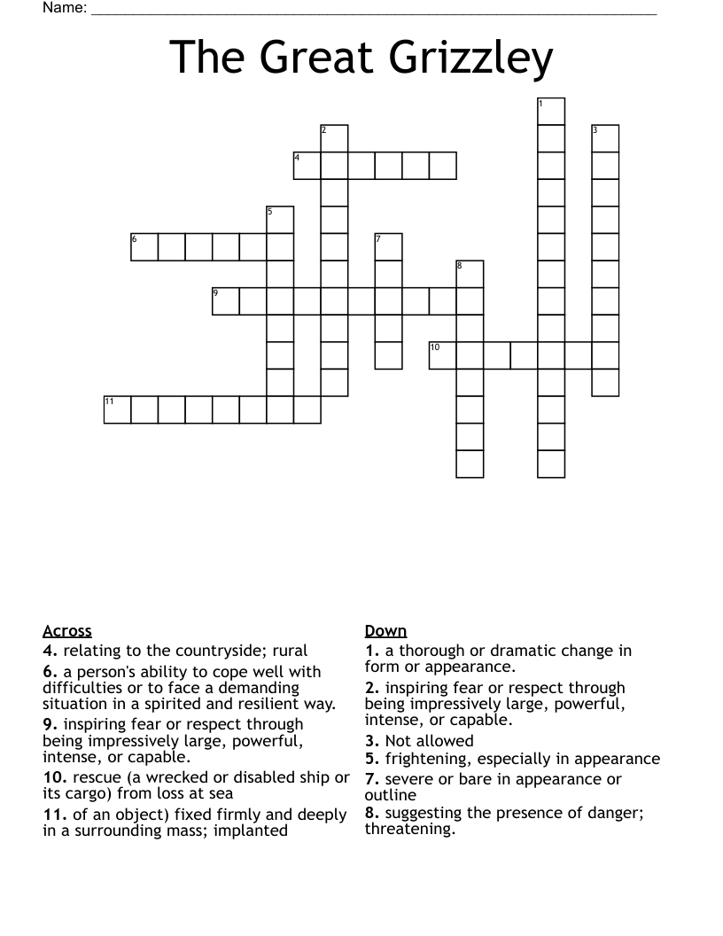 The Great Grizzley Crossword