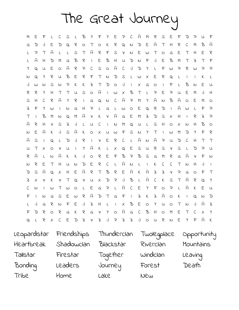 The Great Journey Word Search