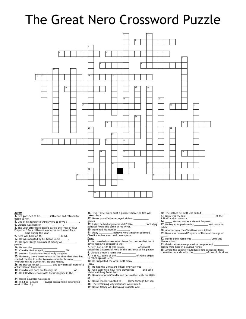The Great Nero Crossword Puzzle