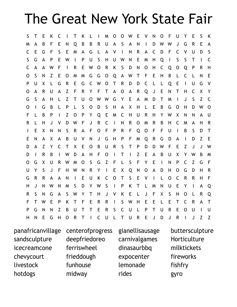 The Great New York State Fair Word Search