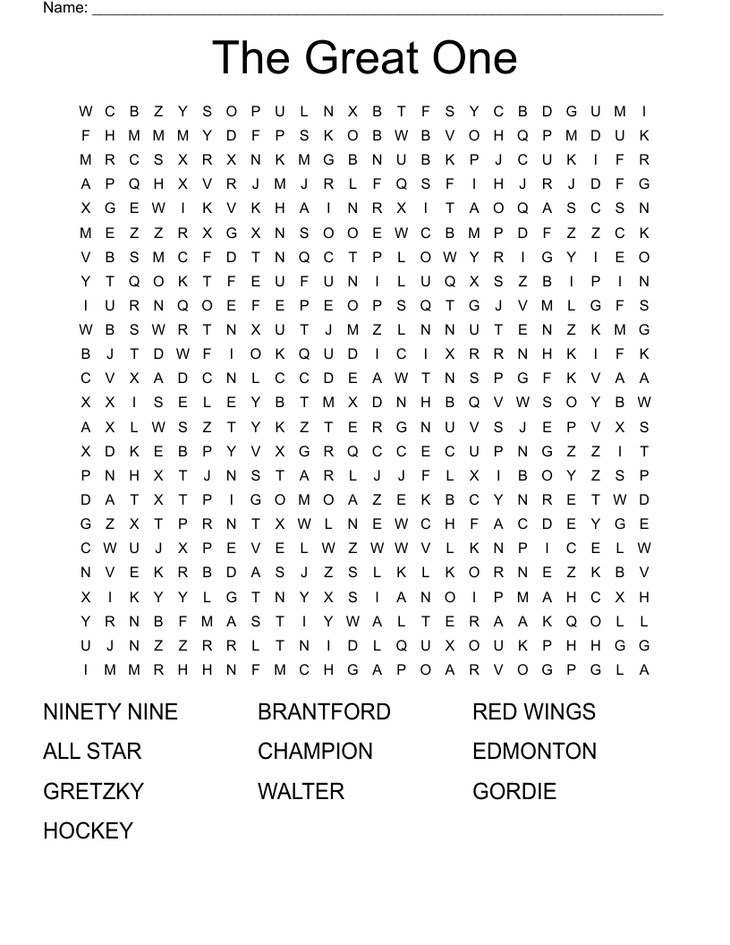 The Great One Word Search