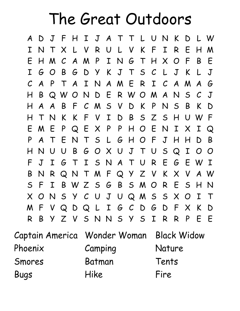 The Great Outdoors Word Search