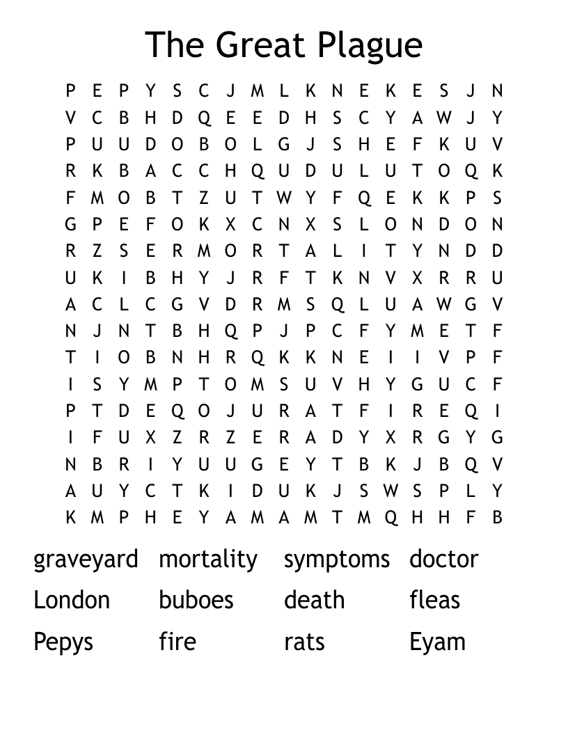 The Great Plague Word Search