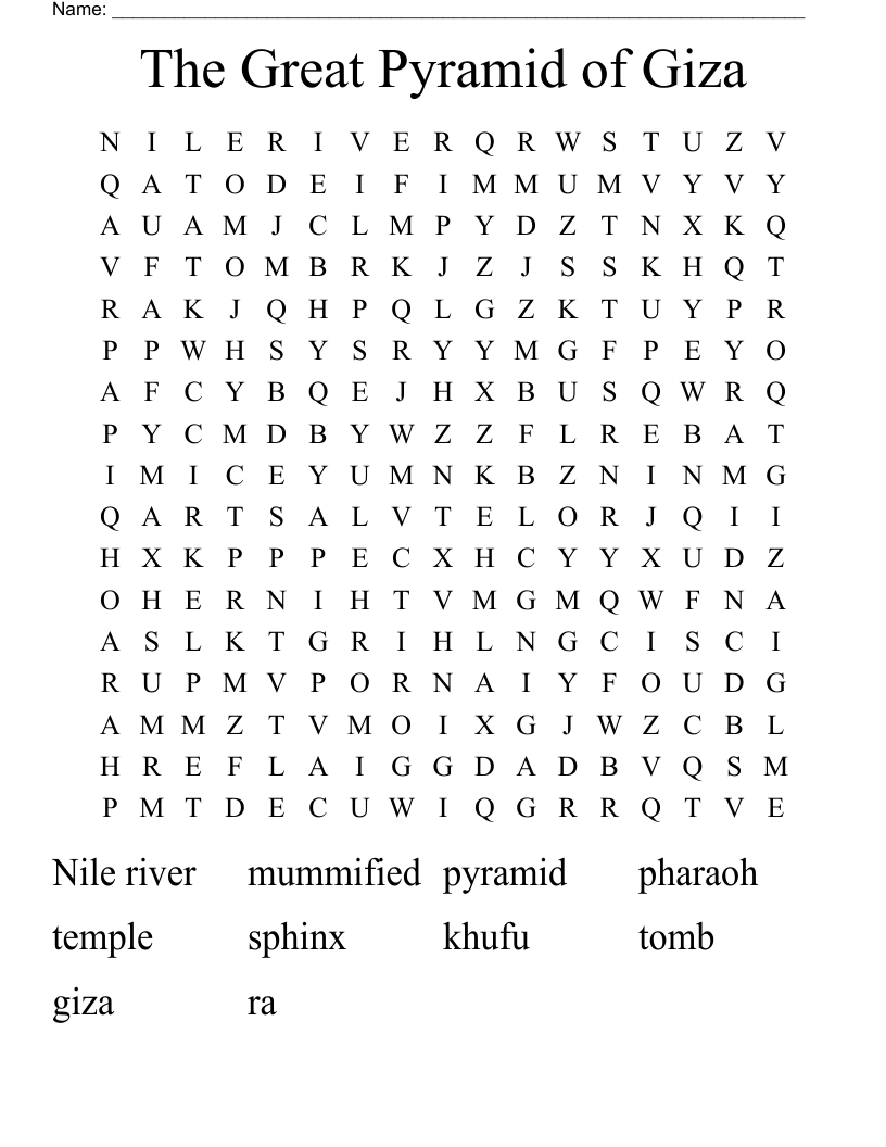The Great Pyramid of Giza Word Search