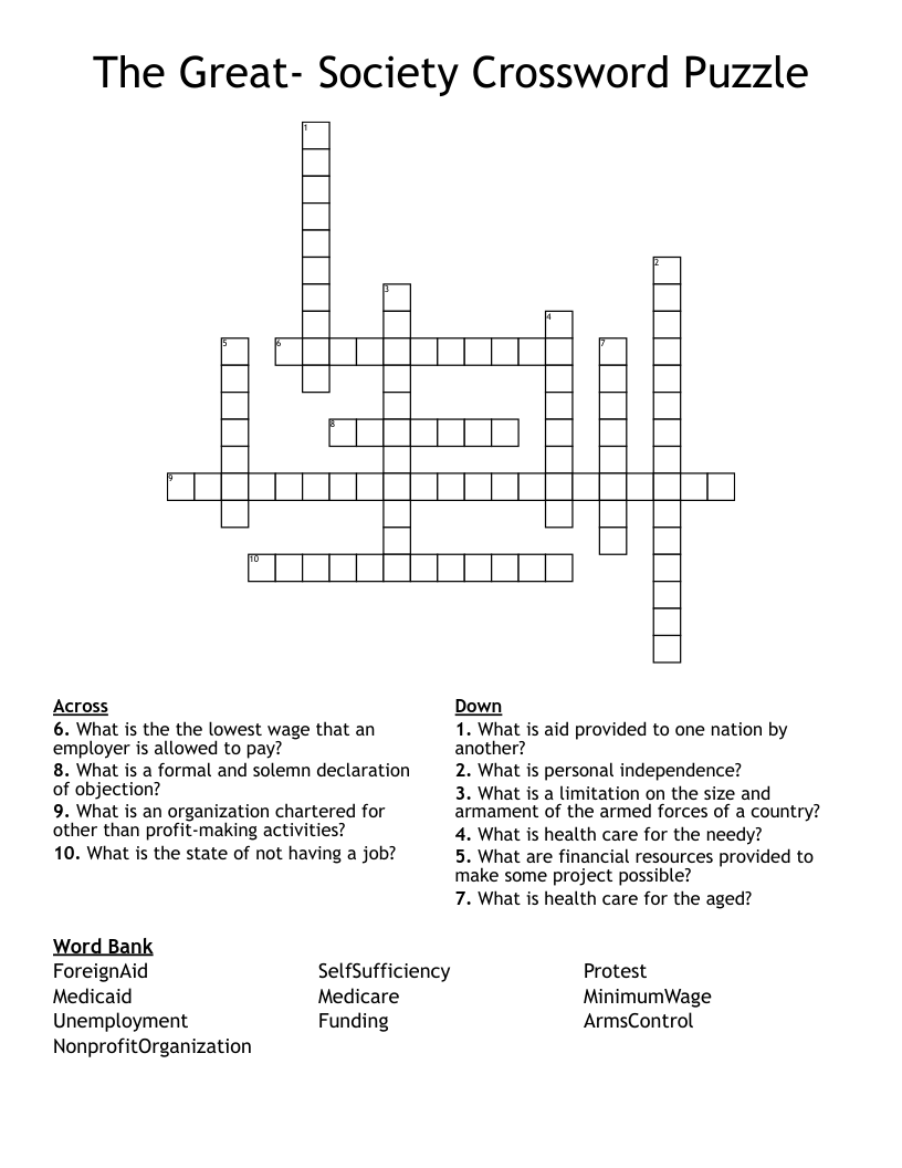 The Great- Society Crossword Puzzle