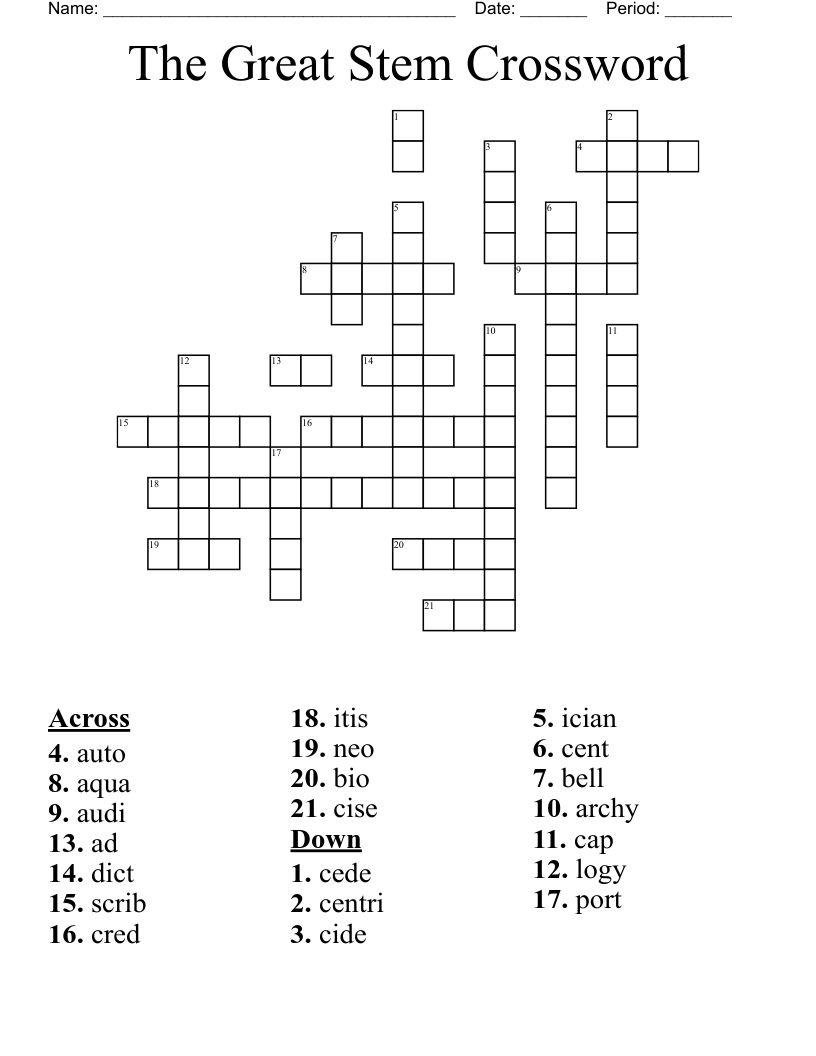 The Great Stem Crossword