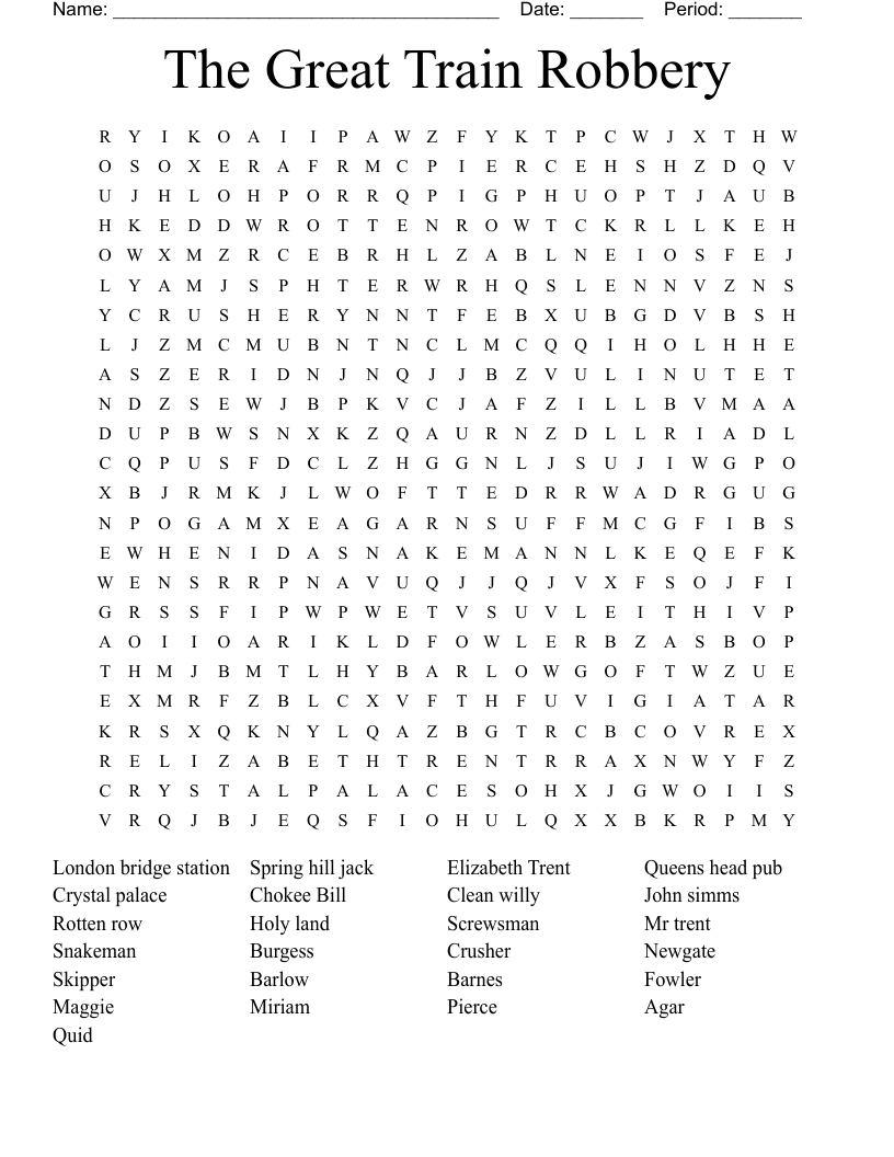 The Great Train Robbery Word Search