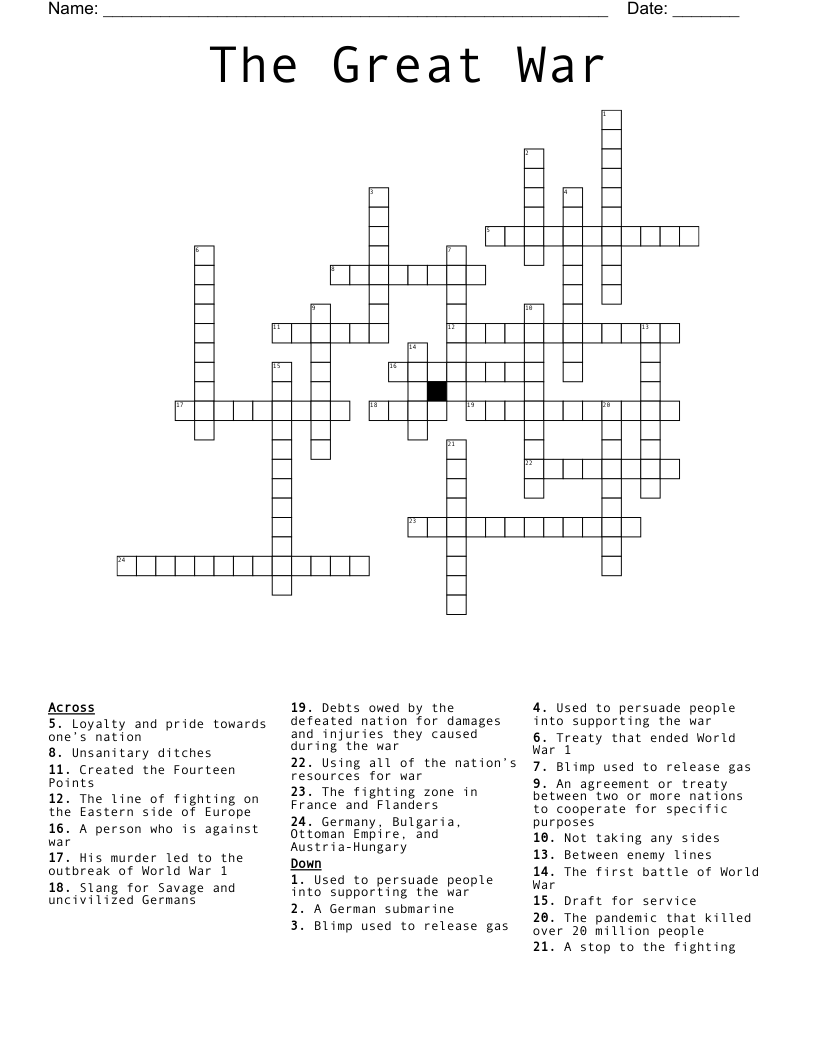 The Great War Crossword