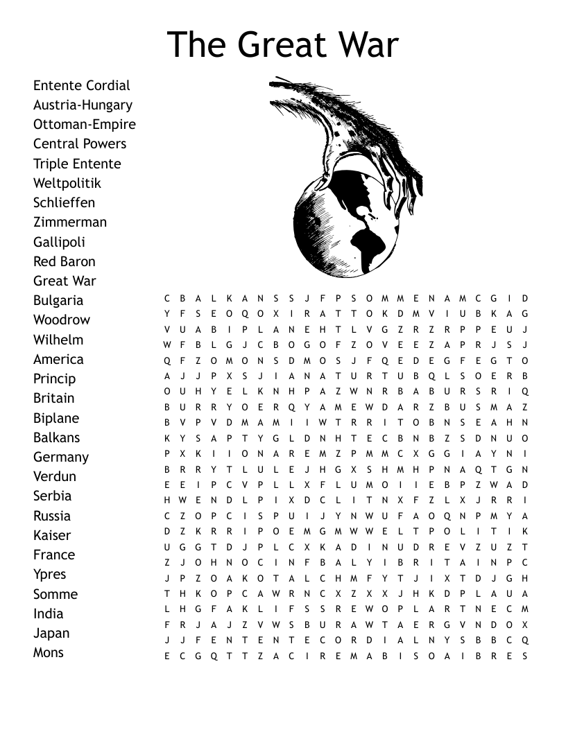 The Great War Word Search