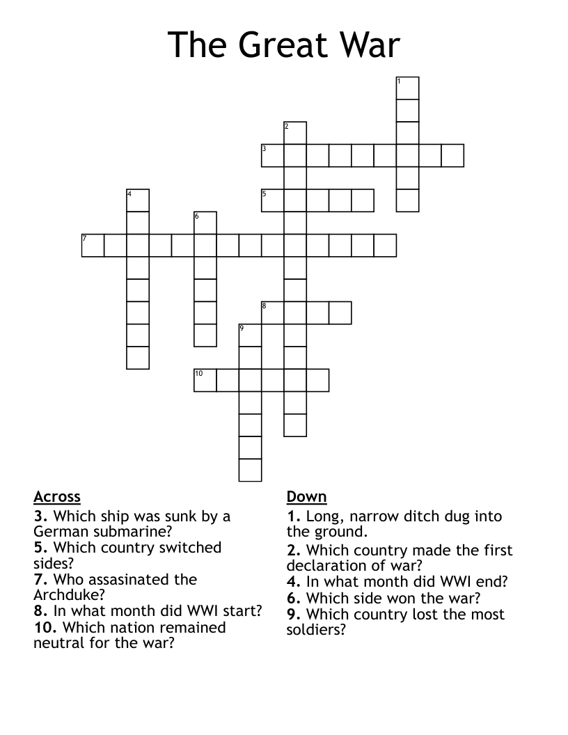 The Great War Crossword